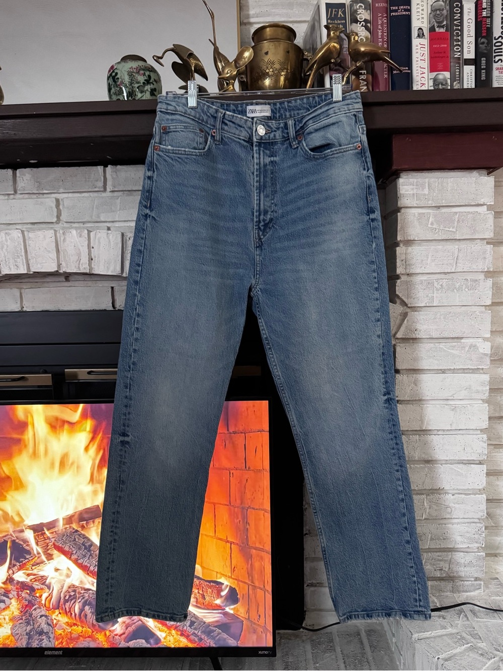 Zara straight leg baggy jeans faded blue NWOT 12 classic